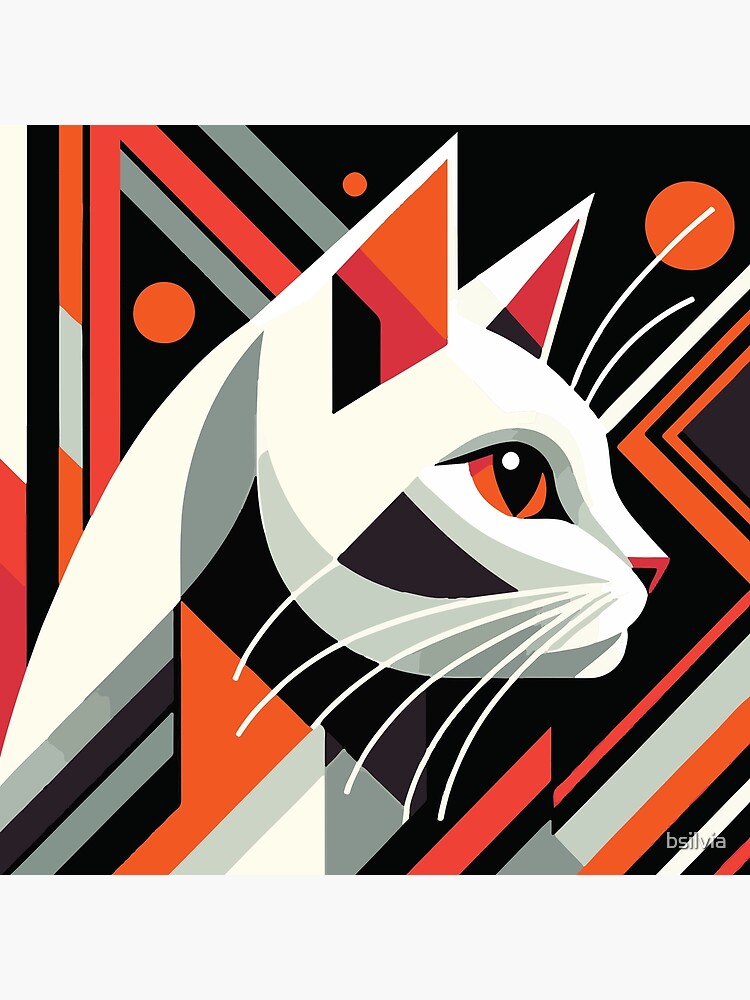 Thumbnail 3 of 3, Canvas Print, Art Deco Cat Portrait: Vintage Glamour Meets Feline Elegance designed and sold by bsilvia.