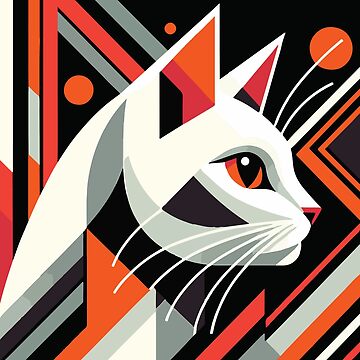 Artwork thumbnail, Art Deco Cat Portrait: Vintage Glamour Meets Feline Elegance by bsilvia