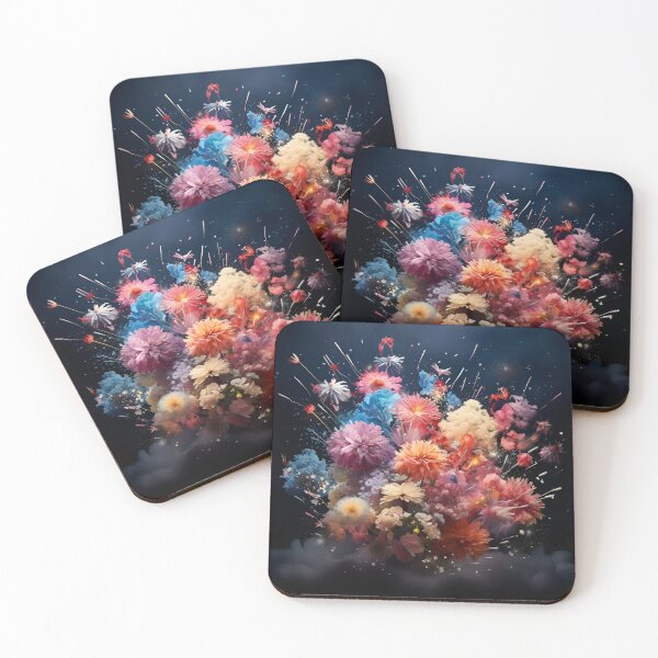 Item preview, fireworks made of flowers digital art print designed and sold by dcrc.