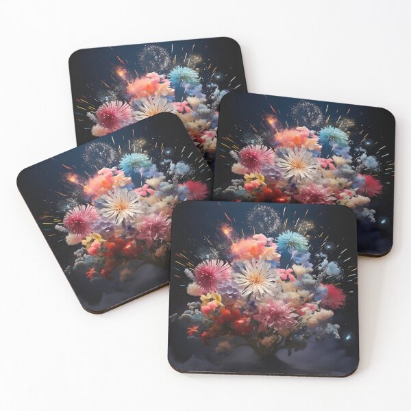 Item preview, fireworks made of flowers digital art print designed and sold by dcrc.