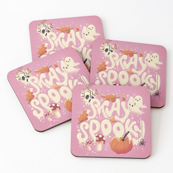 Item preview, Happy Halloween illustration with hand lettering message and cute ghosts. Stay spooky! designed and sold by BlueLela.