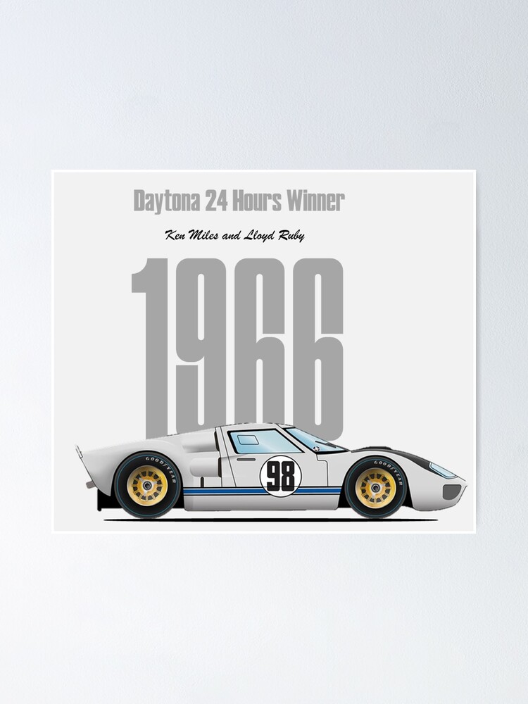 Ford GT40 Ken Miles 1966 Daytona Poster