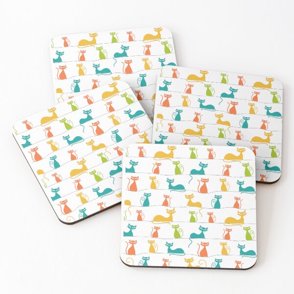 Item preview, Cute Stylish Contemporary Whimsical Colorful Retro Vintage Mid Century Modern 1950s  Atomic Cat Cats Kitty Pattern designed and sold by CapturedByeJ.