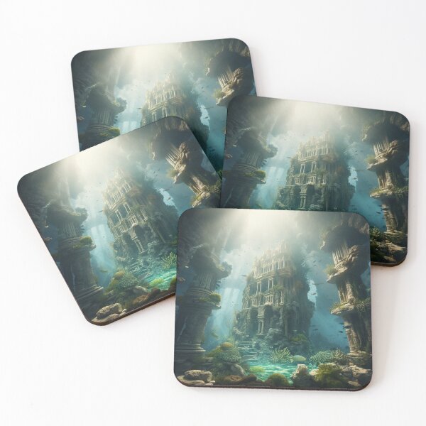 Item preview, Underwater palace kingdom city in ruins sea ocean designed and sold by zand-n-zive.