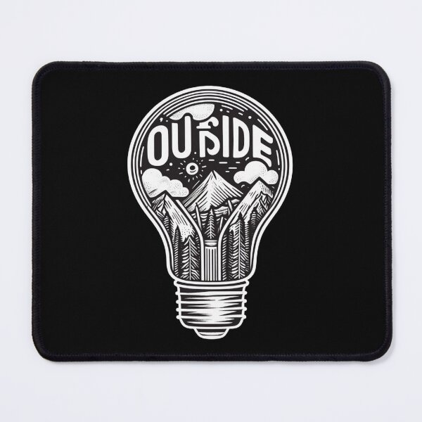 Item preview, Outside, Mountains, Forests, Clouds inside a light bulb designed and sold by dvlahmtees.