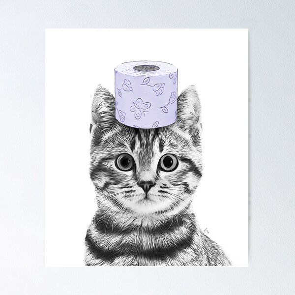 Whimsical Black White Kitten Cat Toilet Paper Roll Holder Bathroom