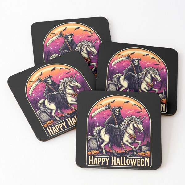 Item preview, Vintage Reaper Riding a Ghost Unicorn designed and sold by CinEmmaDesign.