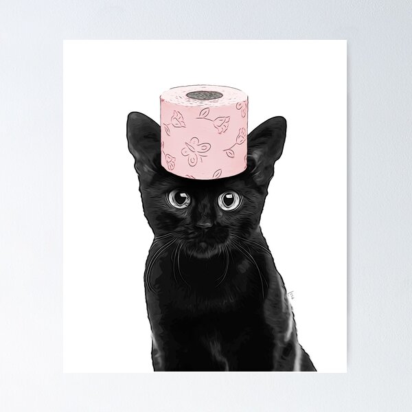 Whimsical Black White Kitten Cat Toilet Paper Roll Holder Bathroom Wall  Decor