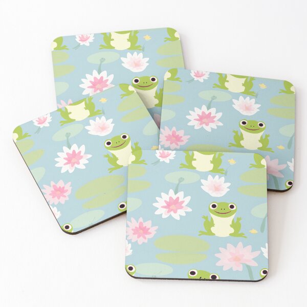 Item preview, Frogs at sunset on lily pads, a tranquil evening tableau designed and sold by StrawberryJolly.
