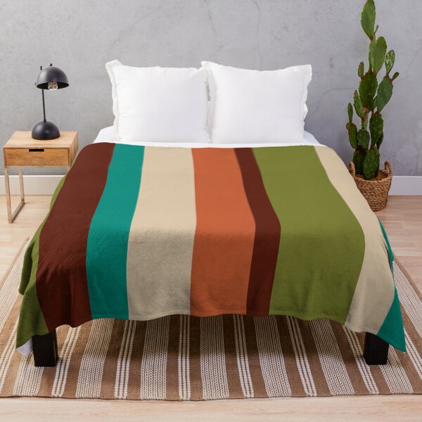 Artikelvorschau, Vertikales Streifen-Retro-Vintage-Modernmuster in Mid Mod Olive Teal Orange entworfen und verkauft von kierkegaard.