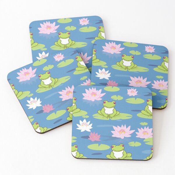 Item preview, Frogs in the moonlight on lily pads, a mystical marsh designed and sold by StrawberryJolly.