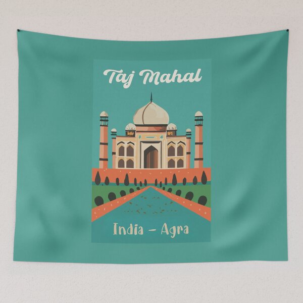 Item preview, A Vintage Travel Art of the Taj Mahal in Agra - India  designed and sold by GoodOldVintage.