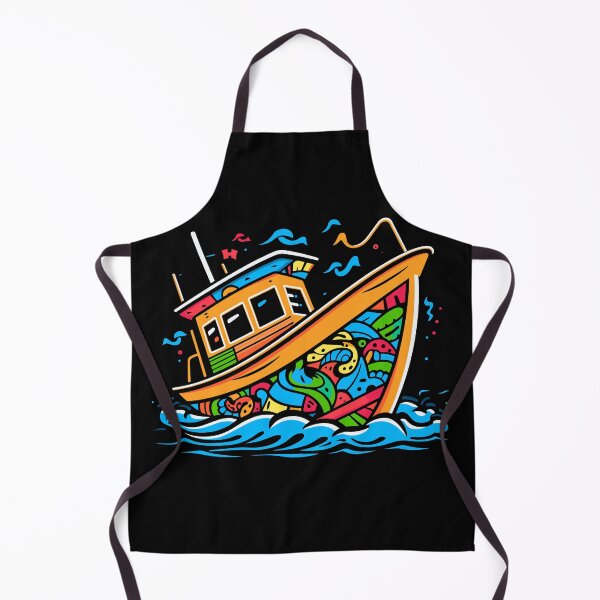 Artikelvorschau, Pop-Art-Doodle-Boot – lebendige Karikatur mit sich wiederholenden Mustern entworfen und verkauft von Moisky Patterns.