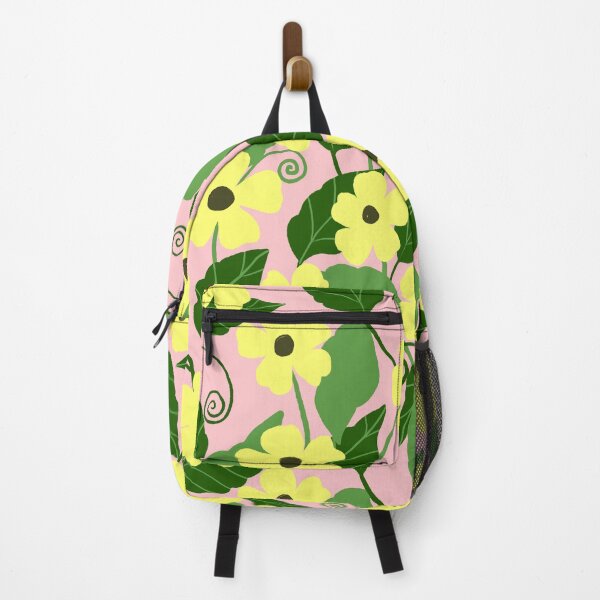 Item preview, Yellow black eyed susan floral vine on pink designed and sold by PrettywithColor.