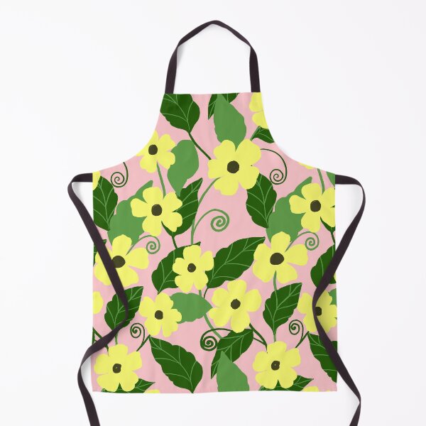 Item preview, Yellow black eyed susan floral vine on pink designed and sold by PrettywithColor.