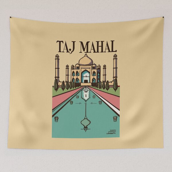 Item preview, A Vintage Travel Art of the Taj Mahal in Agra - India  designed and sold by GoodOldVintage.