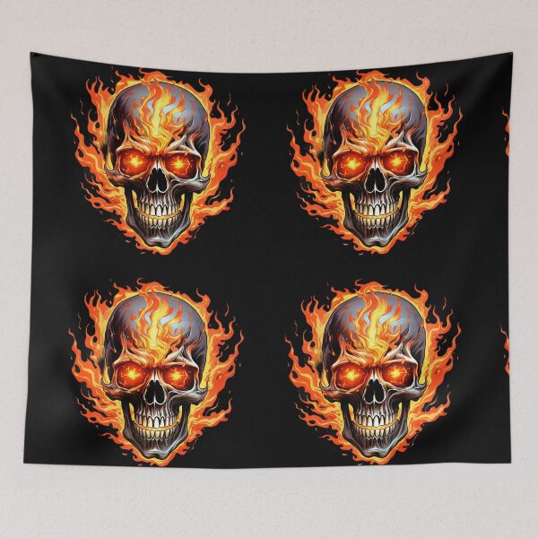 Item preview, Scary flaming skull designed and sold by AI-Only Creations.
