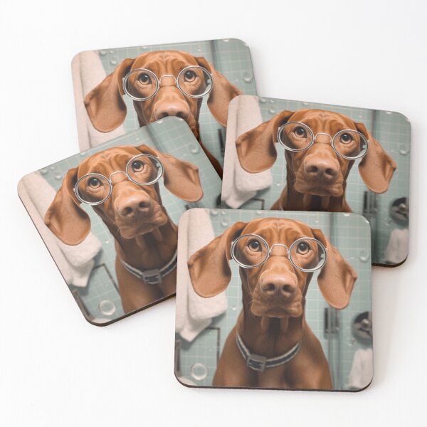 Item preview, Vizsla with glasses in the bathtub, funny dog ​​picture, digital download, gift for dog owners, Funny Dog Picture, Vizsla art designed and sold by Specialanimal.
