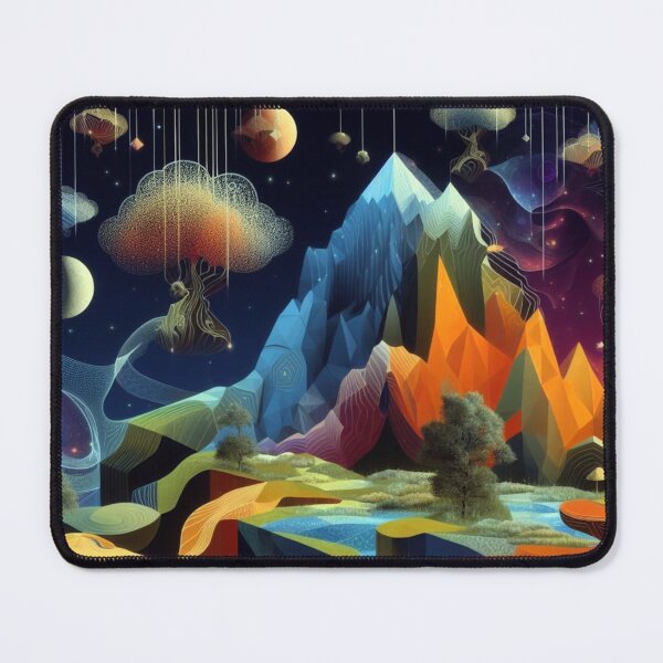 Item preview, Great wave of mountains trees and planets designed and sold by BIZARRE PRINTS.