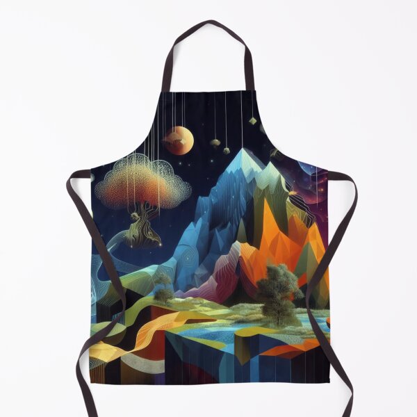 Item preview, Great wave of mountains trees and planets designed and sold by BIZARRE PRINTS.