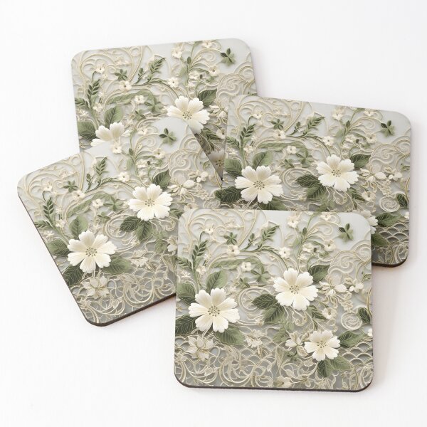 Item preview, impresión digital del bordado de flores boho designed and sold by dcrc.