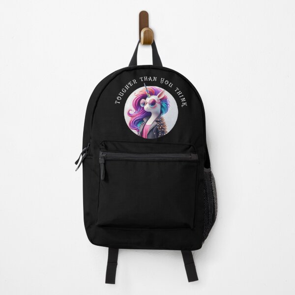 Item preview, Cute Unicorn wearing a Leather Jacket, Text: 'Tougher than you think.' designed and sold by shirtsmugslife.