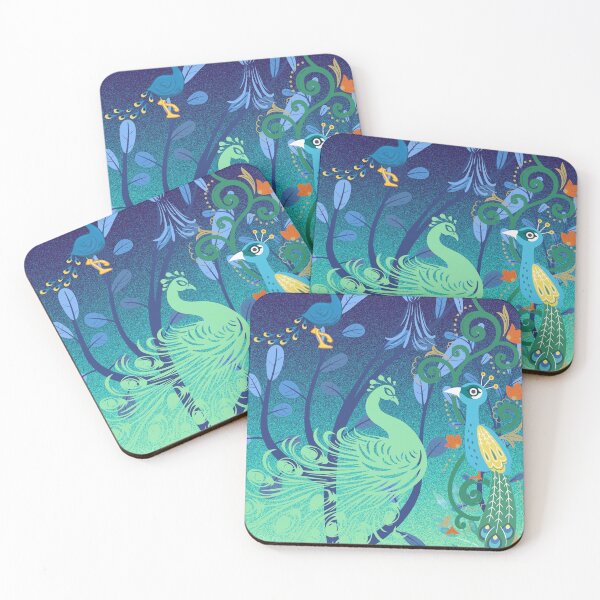 Item preview, Beautiful peacocks dancing in the Dark Beautiful Rainforest designed and sold by Oorviart.
