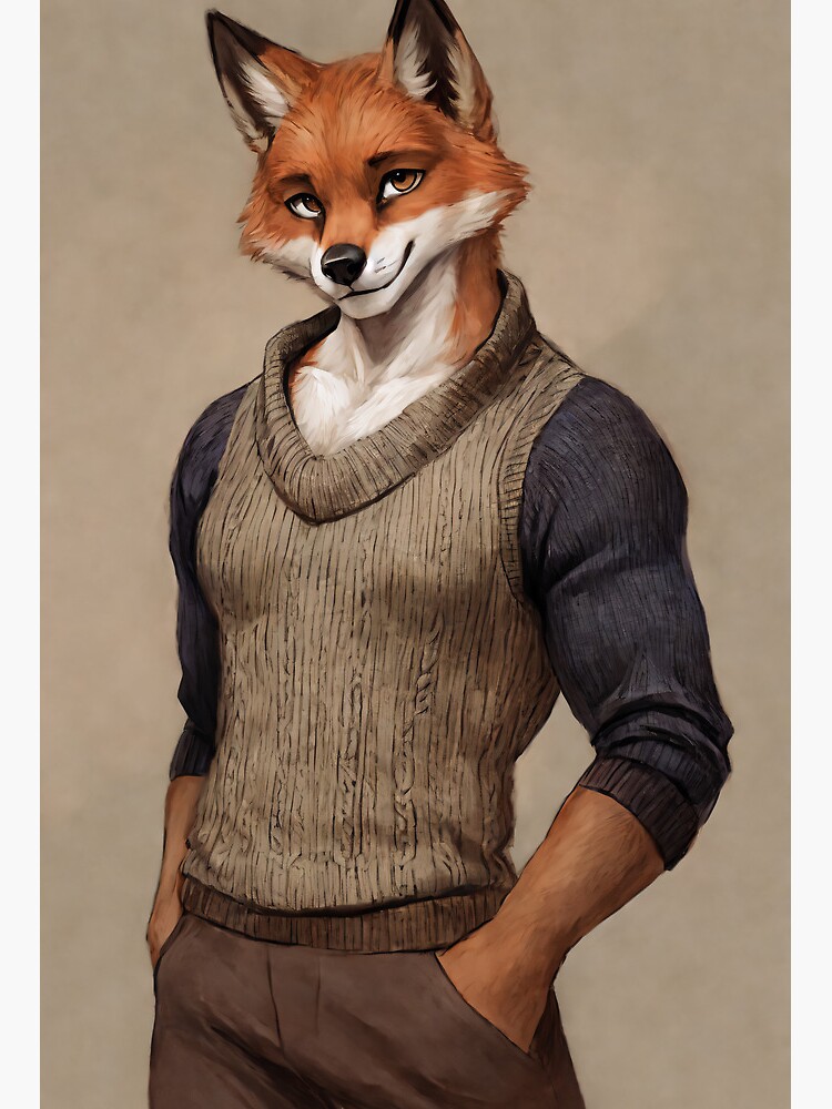 Furry Portrait of Anthro Fox With Sweater Vest Art Board Print