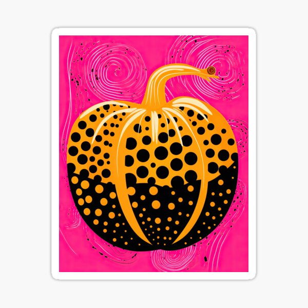 Item preview, Yellow Dotted Pumpkin on Hot Pink Background Abstract Art Print designed and sold by GulDesignCo.