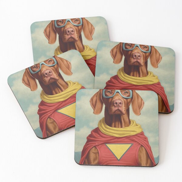 Item preview, Vizsla with glasses and superhero suit, beautiful dog picture, Superhero dog, gift for dog owners, Funny Dog Picture, Vizsla art designed and sold by Specialanimal.