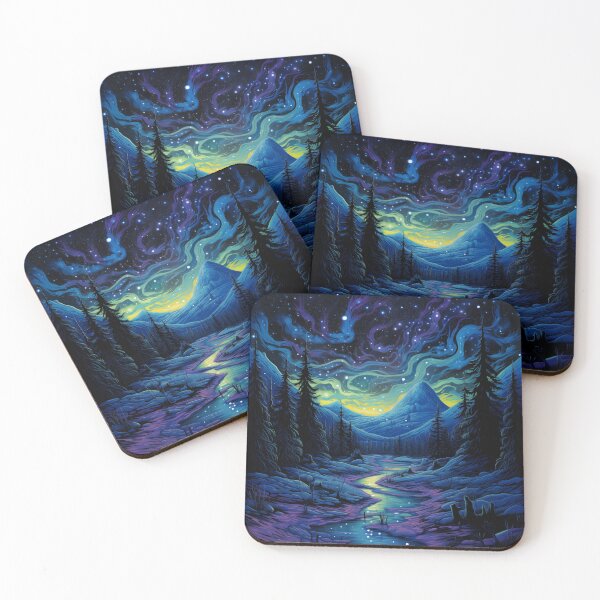Item preview, Blacklight Style Mountain Valley At Night designed and sold by Matt's Artificial Nature.