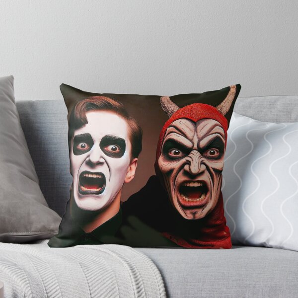 Two faces in exposed terror Throw Pillow