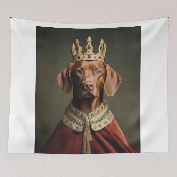 Item preview, Vizsla with royal crown and cape, beautiful dog picture, royal dog, gift for dog owners, Funny Dog Picture, Vizsla art designed and sold by Specialanimal.