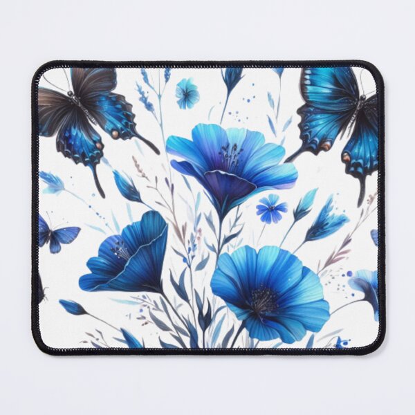 Item preview, flowers and butterflies, in a blue world designed and sold by norachiang.