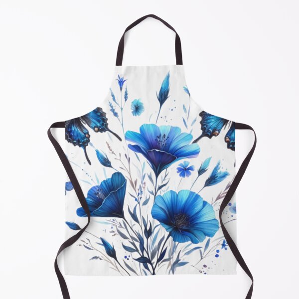 Item preview, flowers and butterflies, in a blue world designed and sold by norachiang.