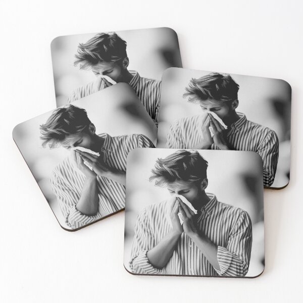 Item preview, Blonde boy in a striped shirt has the flu and his nose is sweating designed and sold by marccelusshop.