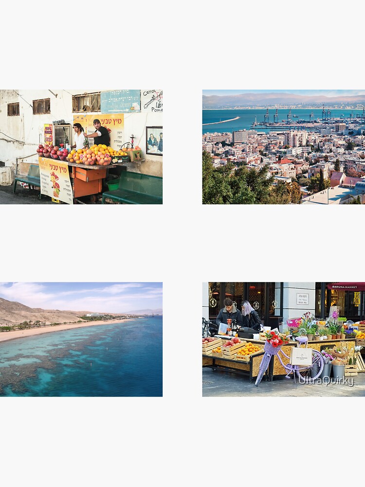 Thumbnail 3 of 3, Sticker, Israel, Cities. Safed, Haifa, Eilat, Tel Aviv - Sticker Pack. designed and sold by UltraQuirky.