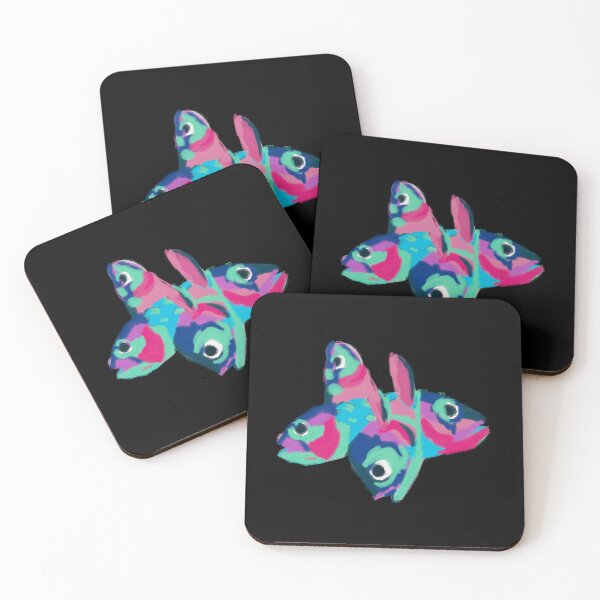 Item preview, Multicolored fish heads (black background) designed and sold by MentaLee.