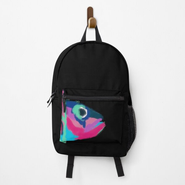 Item preview, Multicolored fish heads (black background) designed and sold by MentaLee.