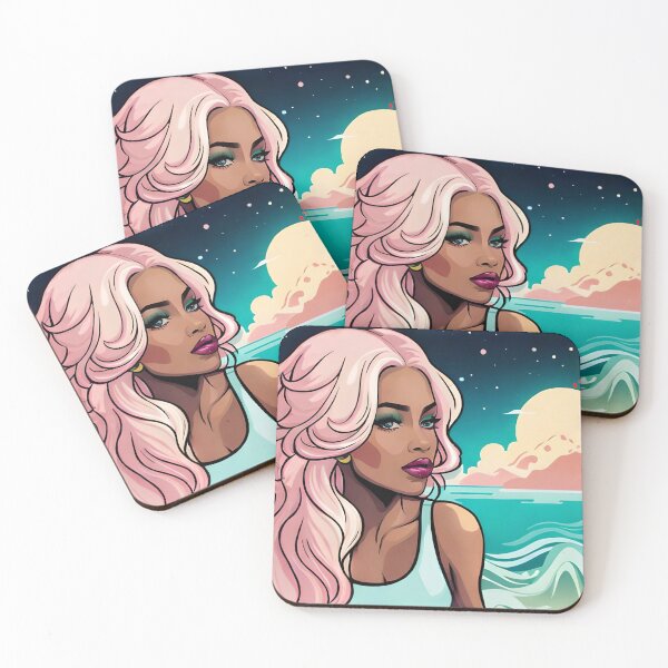 Item preview, Glam Feminine Pink Hair Ocean Beautiful Fashion Inspired designed and sold by Melan Designs.