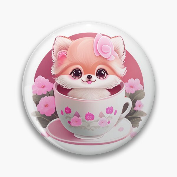 Item preview, Kawaii Pomeranian: Smiles in a Tea Cup designed and sold by CutesyKoala.