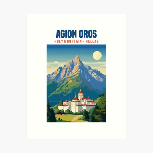 Item preview, Agion Oros, Mount Athos Travel poster. designed and sold by Travel-Graphix.