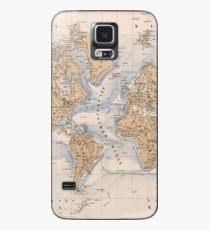 Vintage Map of The World (1884) Case/Skin for Samsung Galaxy