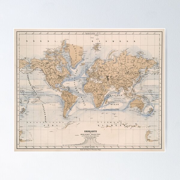 Item preview, Vintage Map of The World (1884) designed and sold by BravuraMedia.