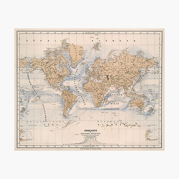 Item preview, Vintage Map of The World (1884) designed and sold by BravuraMedia.