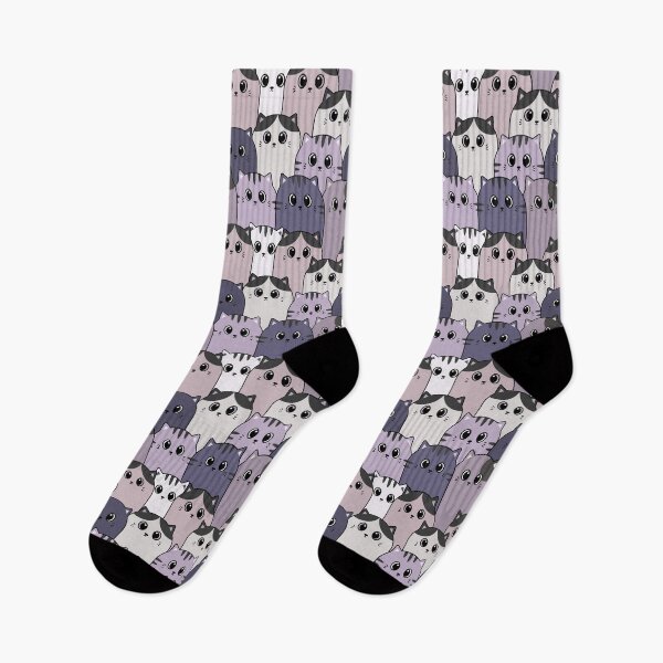 Item preview, Cute and Colorful Cat Crew Repeated Pattern - Purple designed and sold by PearlMoonGrapes.