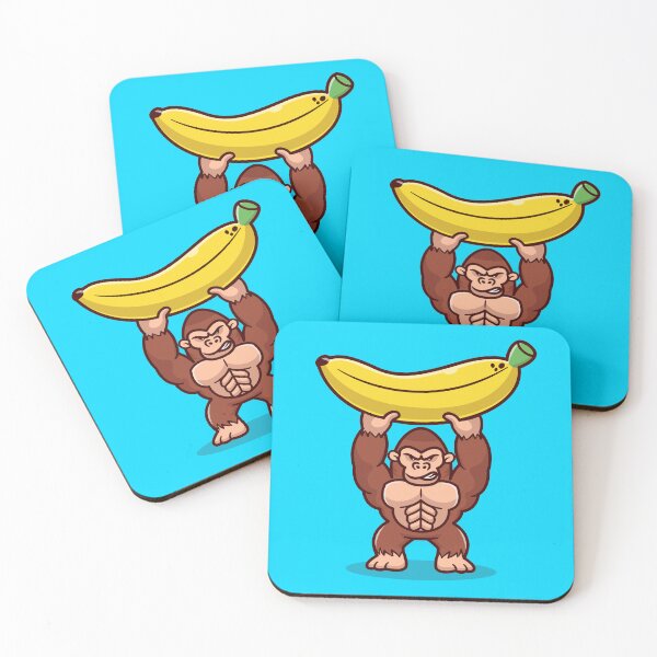 Item preview, Cute Gorilla Lifting Big Banana - Cartoon Vector Icon designed and sold by hjian8219.