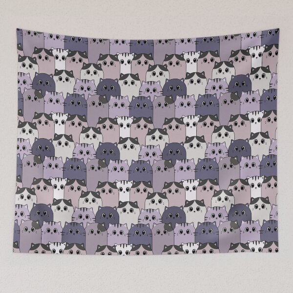 Item preview, Cute and Colorful Cat Crew Repeated Pattern - Purple designed and sold by PearlMoonGrapes.