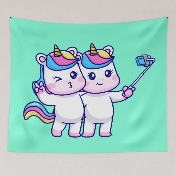 Item preview, Cute Unicorn Couple Taking Selfie - Cartoon Vector Icon designed and sold by hjian8219.