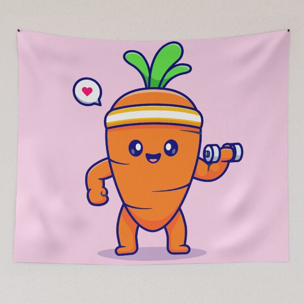Item preview, : Cute Carrot Lifting Dumbbell - Cartoon Vector Icon designed and sold by hjian8219.